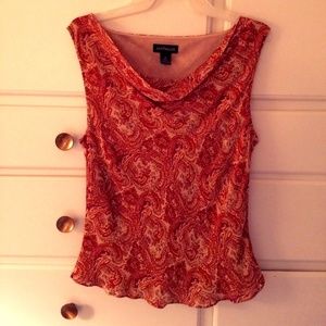 Rust Paisley Under-Blazer Sleeveless Shell